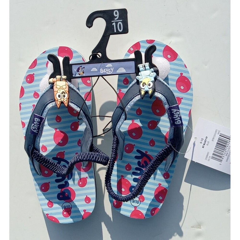 Bluey Toddler BoyS Flip Flops with Heel Strap Size 9-10